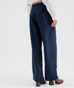 Pantalon en toile coupe large avec ceinture femme